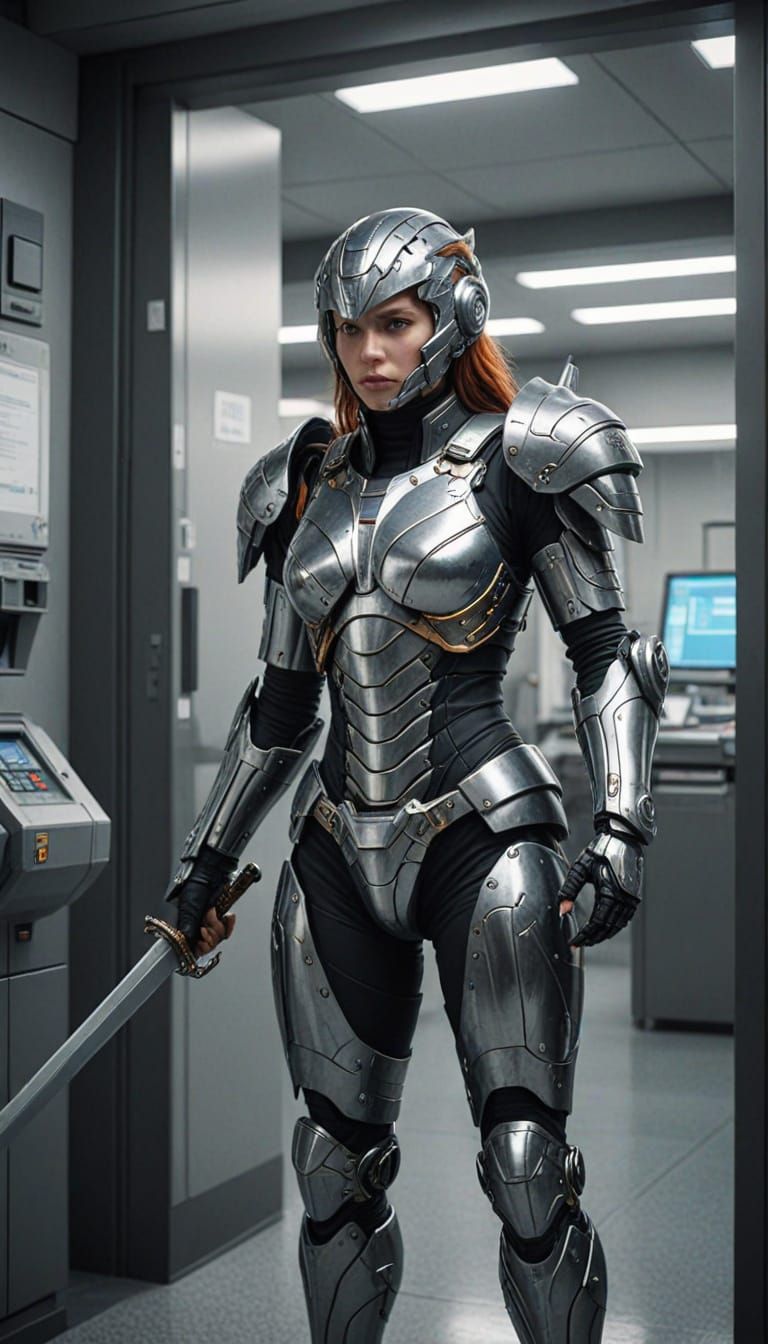 Armored Secretary vs Dragon Copier: Sci-Fi Epic