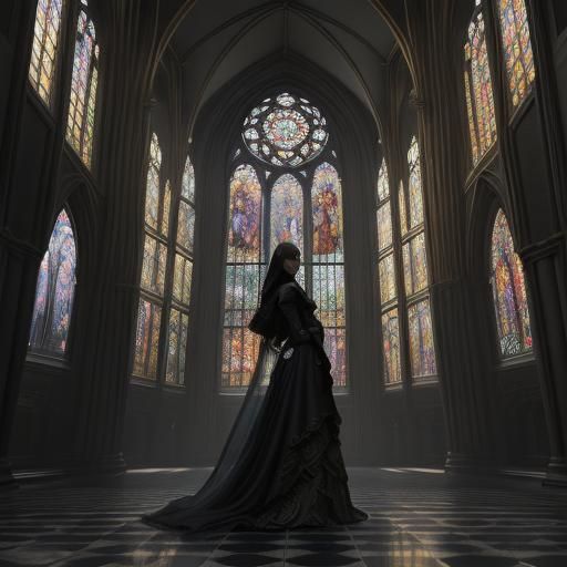 Heroic Figure in Gothic Cathedral: Digital Matte Painting