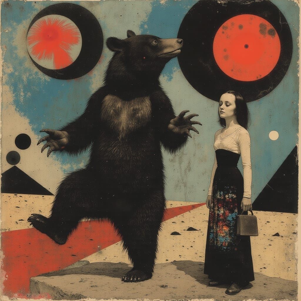 Vibrant Circus Sideshow in a Mondrian-Inspired Aesthetic