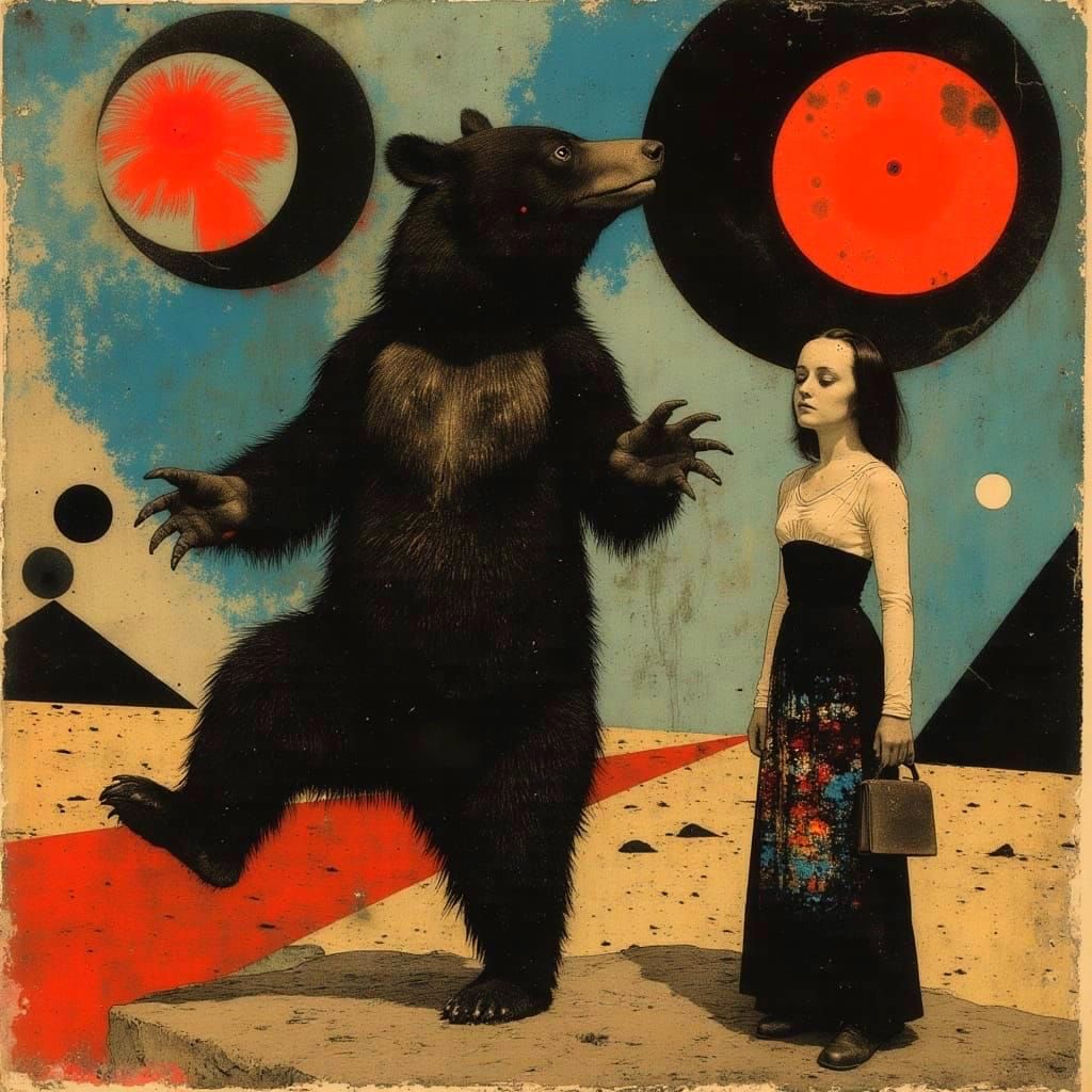 Vibrant Circus Sideshow in a Mondrian-Inspired Aesthetic