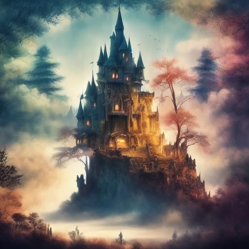 Microcosmic Surrealism: Forest Inside a Raindrop