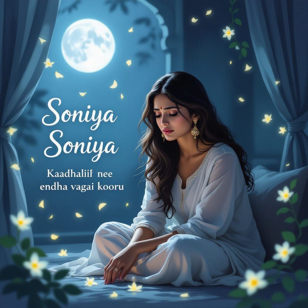 Poetic Digital Painting of a Melancholy South Asian Woman