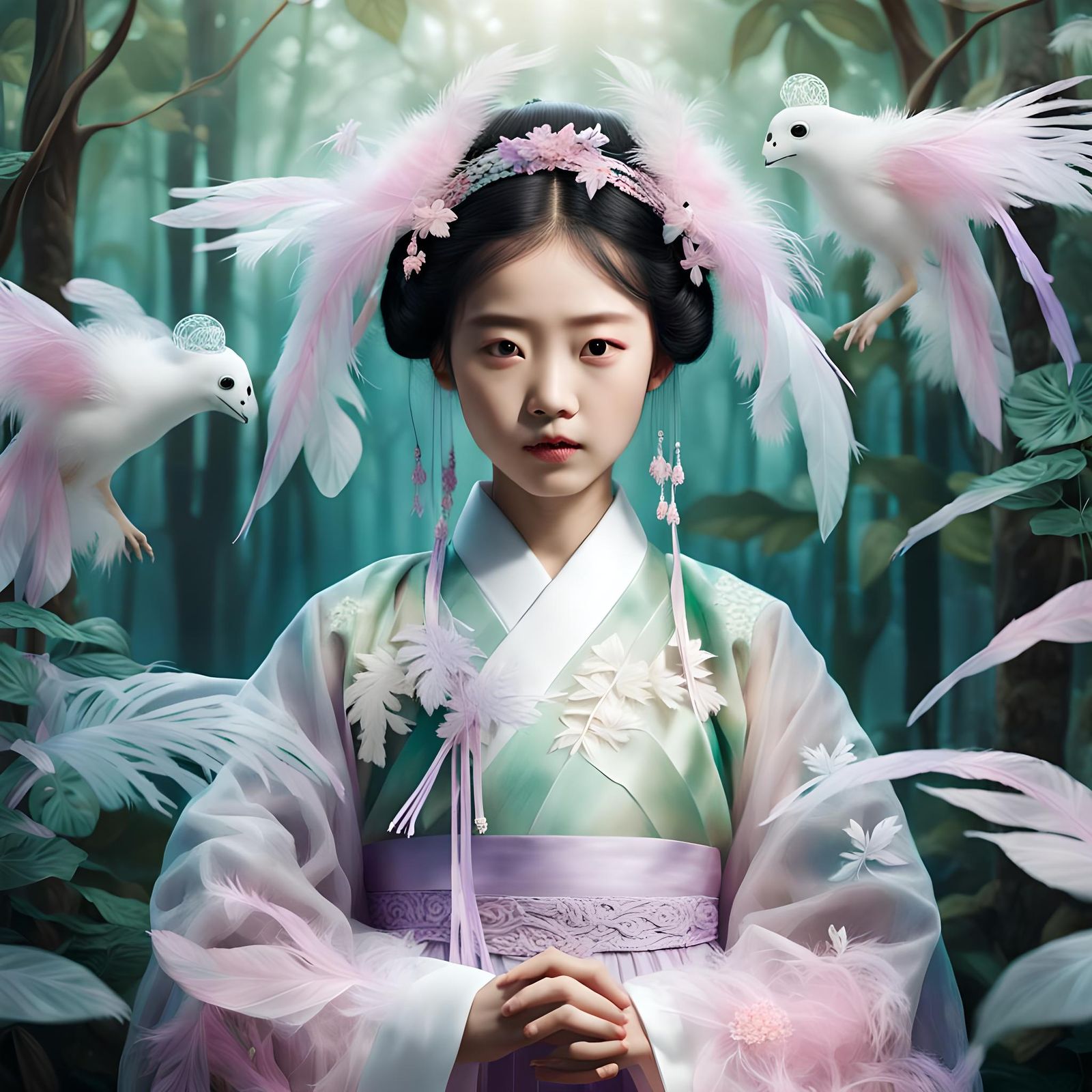 Ethereal Korean Enchantress in Hanbok