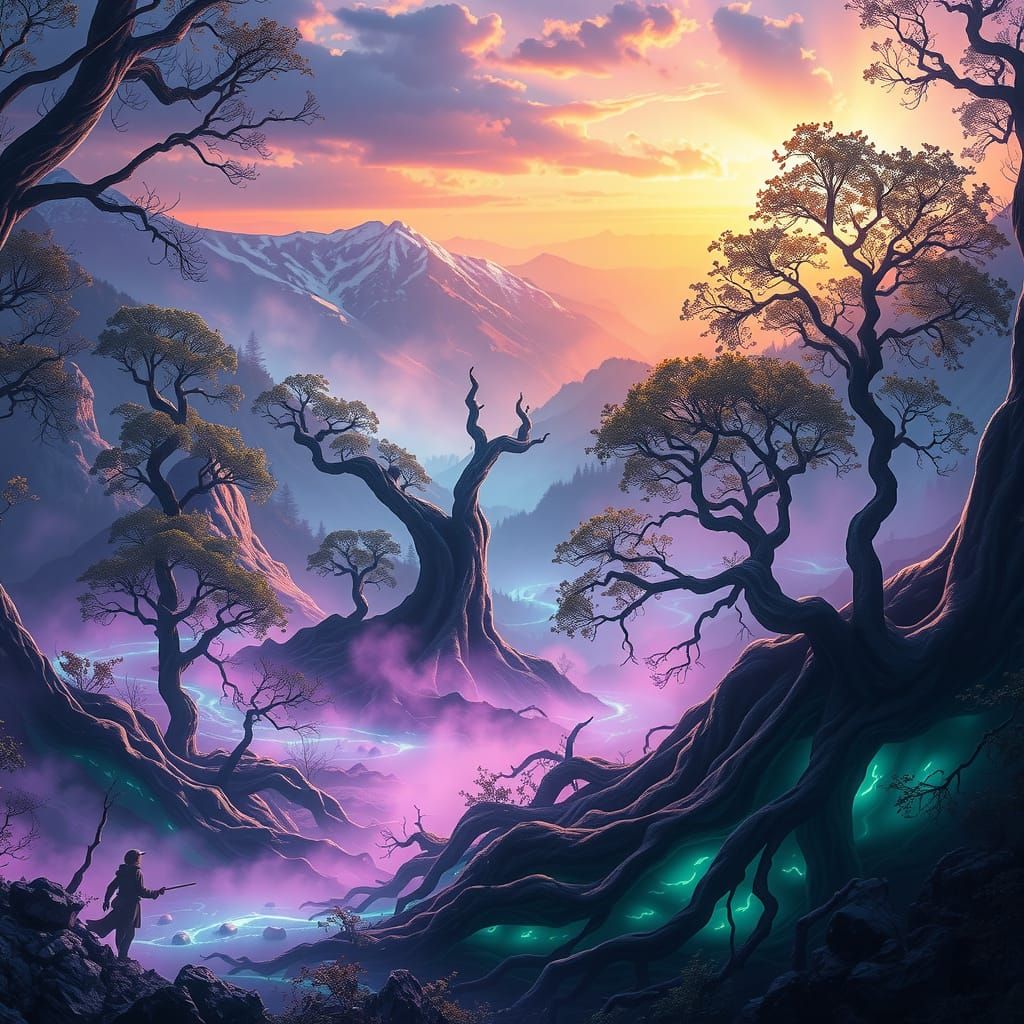 Mystical Valley in Halàl's Shadow: A Digital Matte Painting