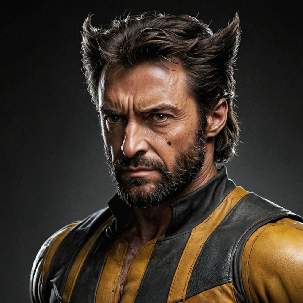 Hugh Jackman as Wolverine in a Gritty Comic Book Style