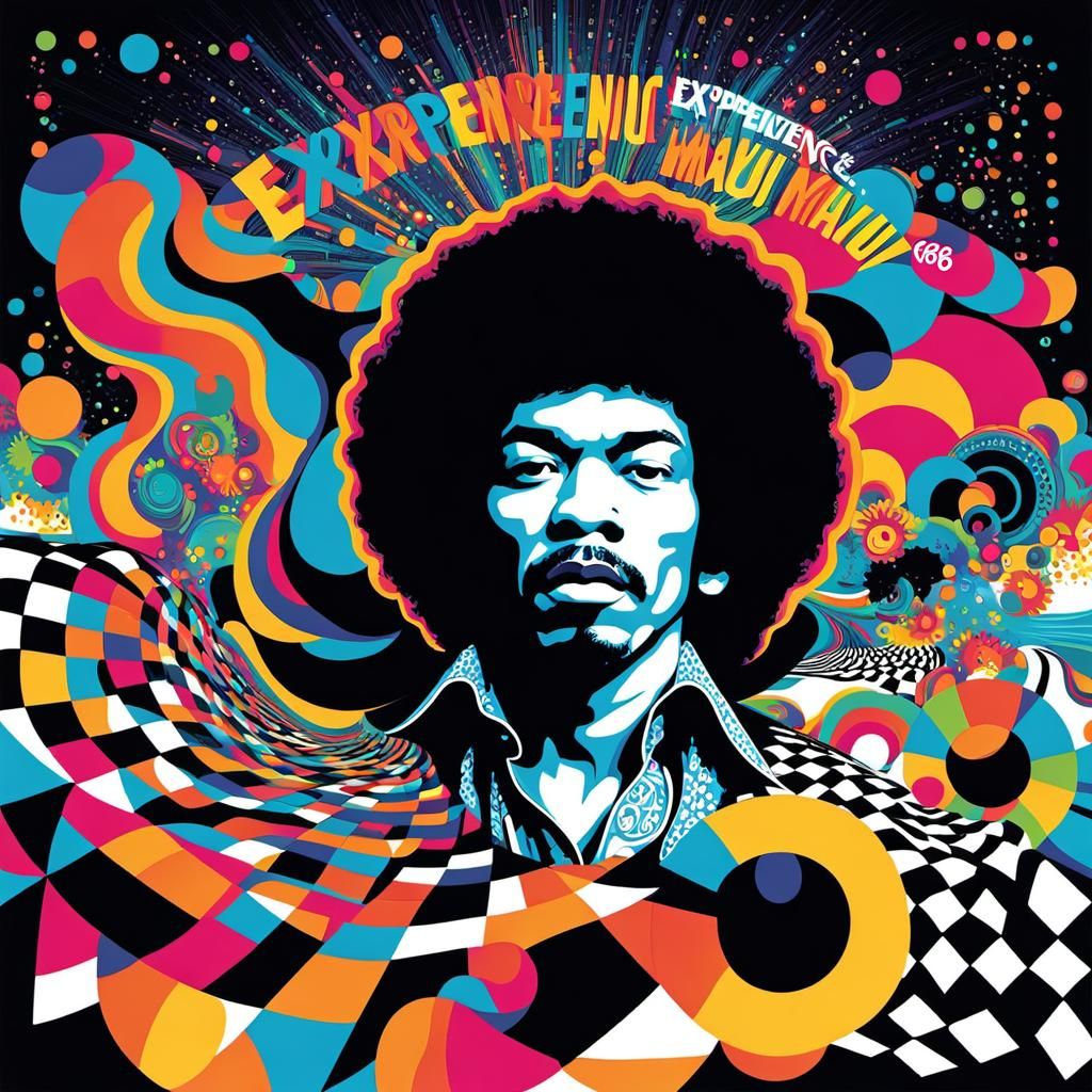 Retro Geometric Party Poster in Psychedelic Style