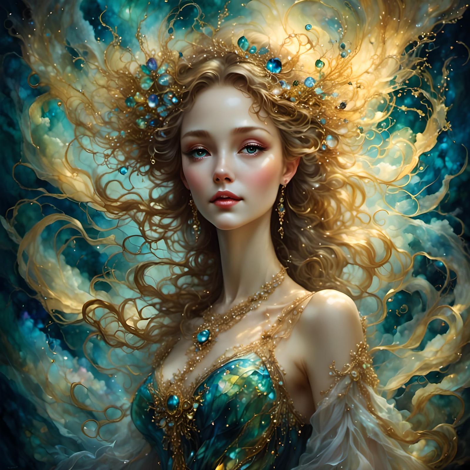 Fantasy Tornado Girl with Sparkling Eyes