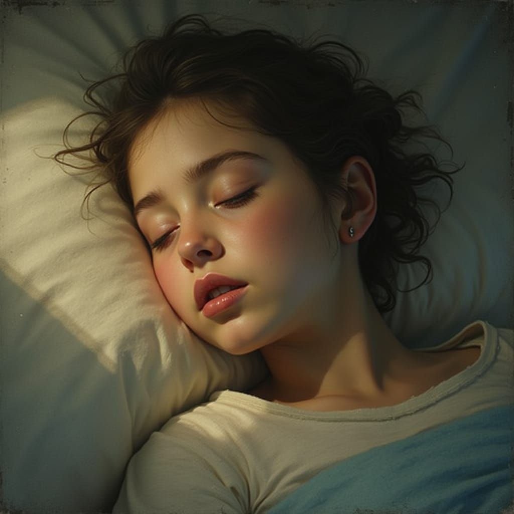 Sleepy Woman in Ethereal Glow