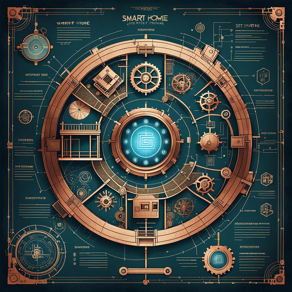 Industrial Age Blueprint in Steampunk Style