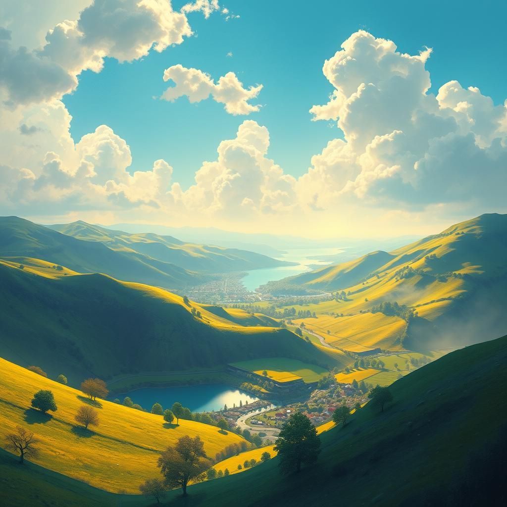 Utopian Landscape in Impressionist Style