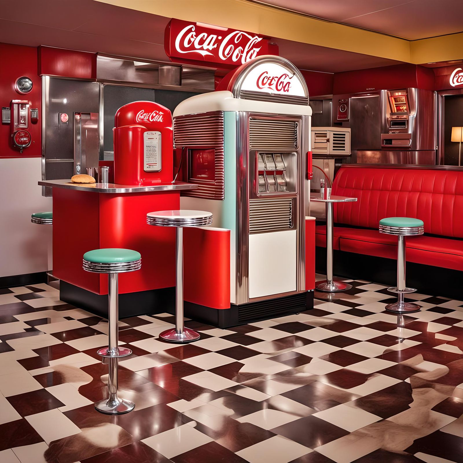 Nostalgic 1960s Diner Scene with Retro Details