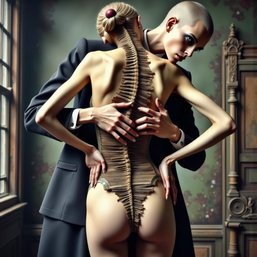 Paper Woman with Book Spine in Gothic Style