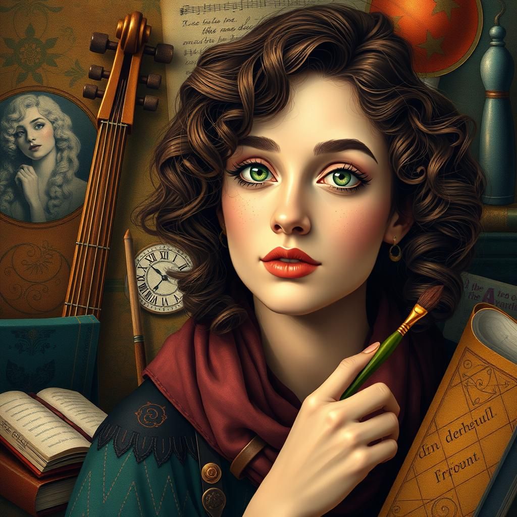 Woman of Many Talents in Art Nouveau Style