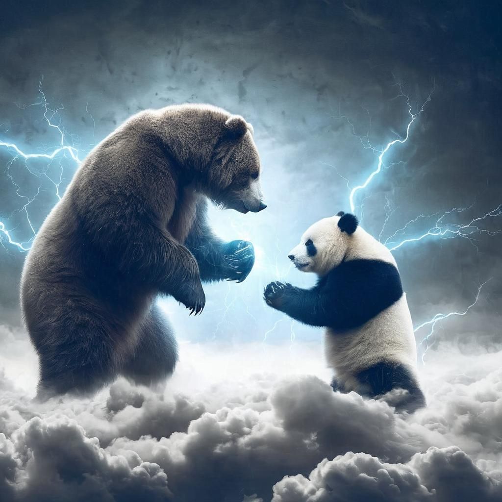 Epic Battle Stance Portrait of an Obese Kodiak Bear vs an Ob...