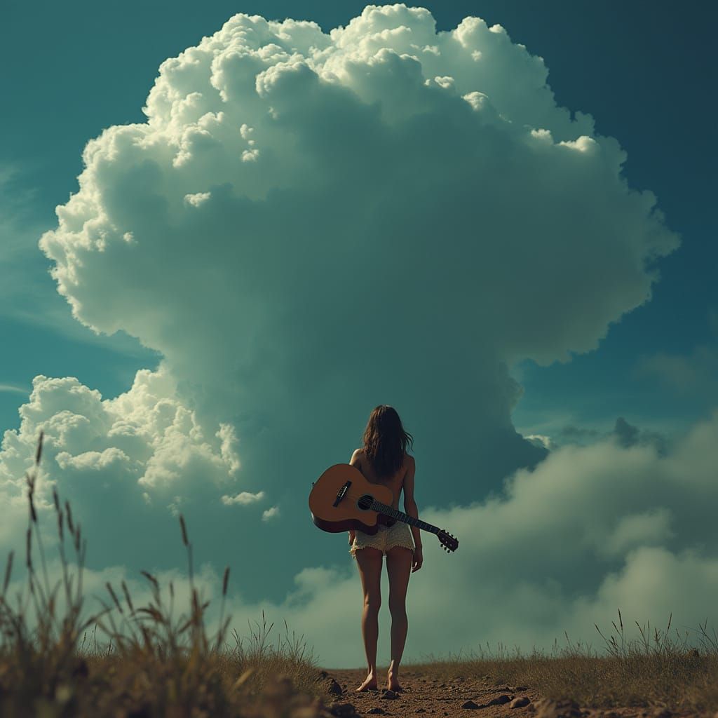 Ethereal Goddess Amidst Nuclear Thunderhead