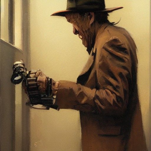 Sinister Detective in Oil Painting Style