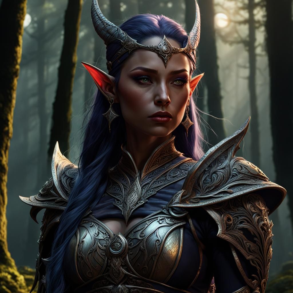 Dark Fantasy Moon Elf in the Woods