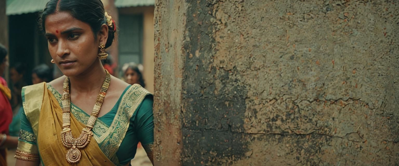 Transgender Person in Saree: Cinematic Film Still