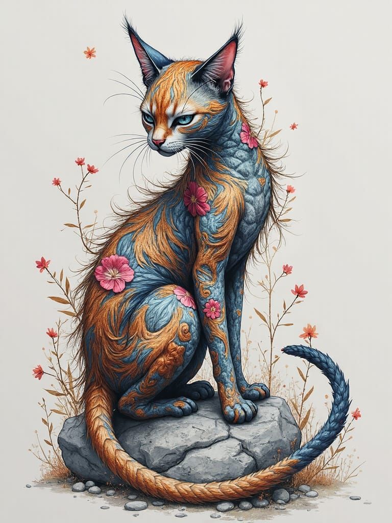 Emerald Cat Landing: Maximalist Digital Art