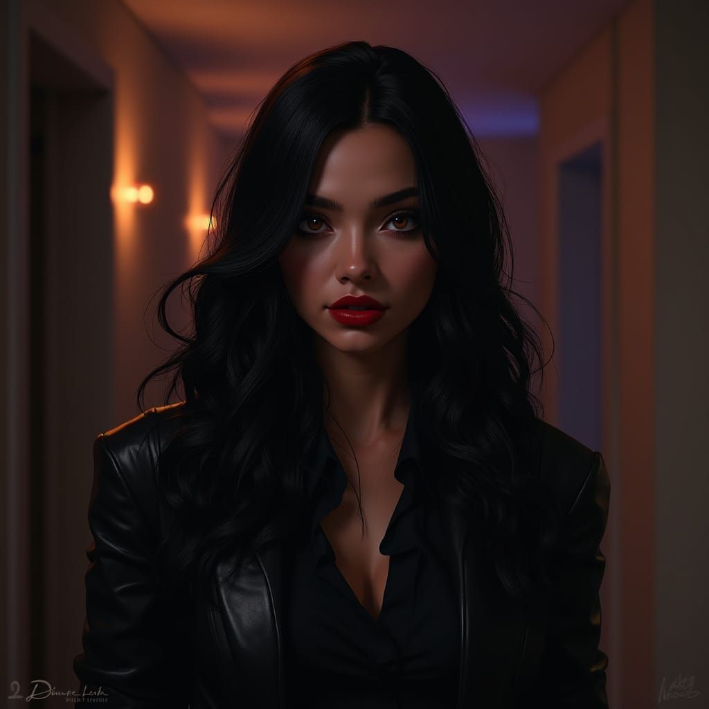 Arab Woman in Mafia Room: Dark Fantasy Concept Art