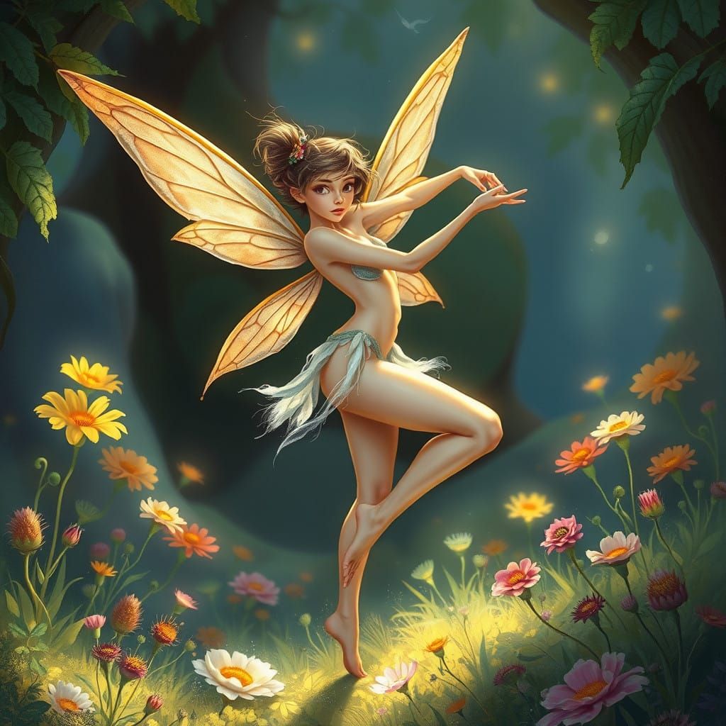 Delicate Fairy in Whimsical Landscape