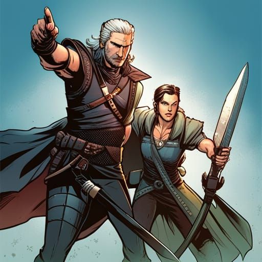 The Witcher Receives a Coin: Comic Book Art