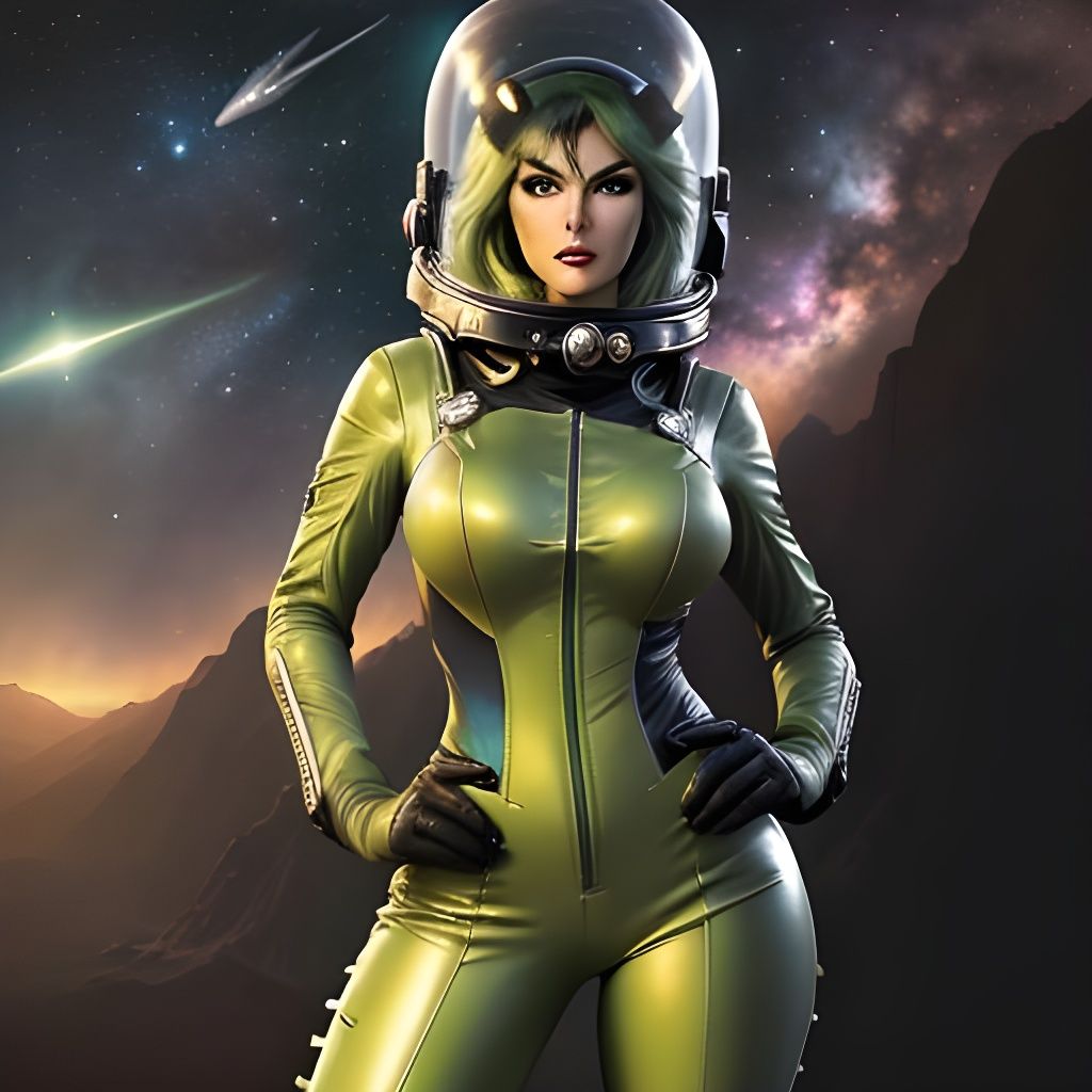 Retro Sci-Fi Alien Pinup in Comic Book Style