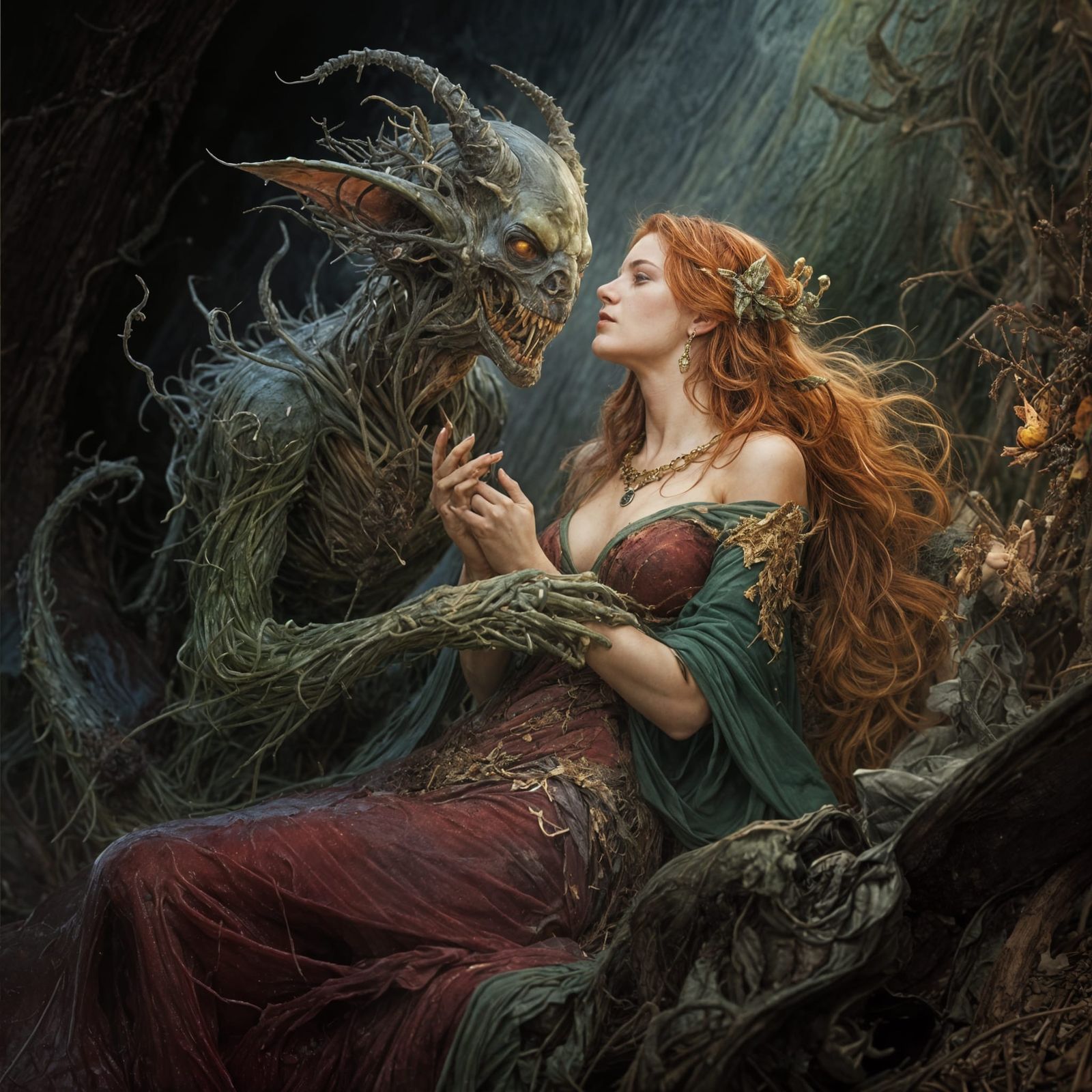 Fantasy Creation with Dramatic Lighting in Realistic Illustr...