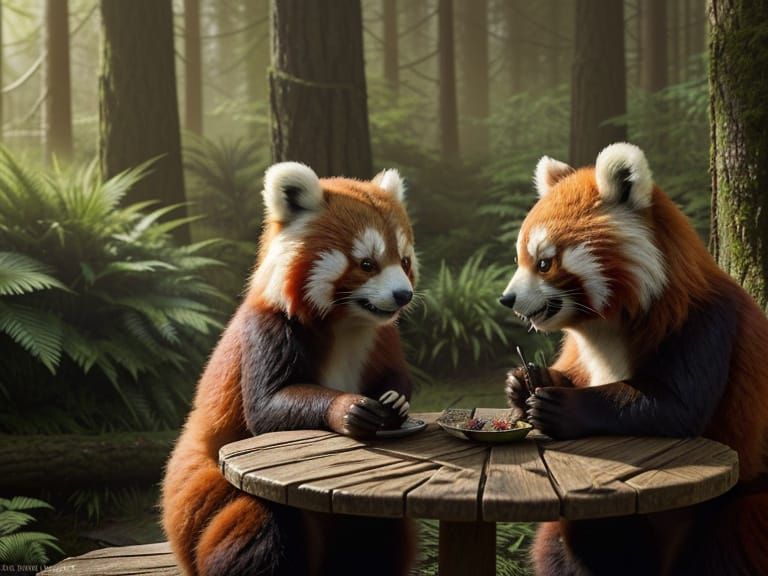 Red Pandas Discussing in Forest Ambiance