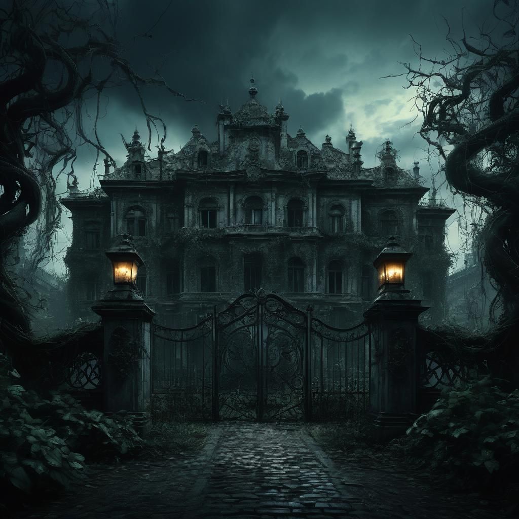 Eerie Mansion in Dark Fantasy Style