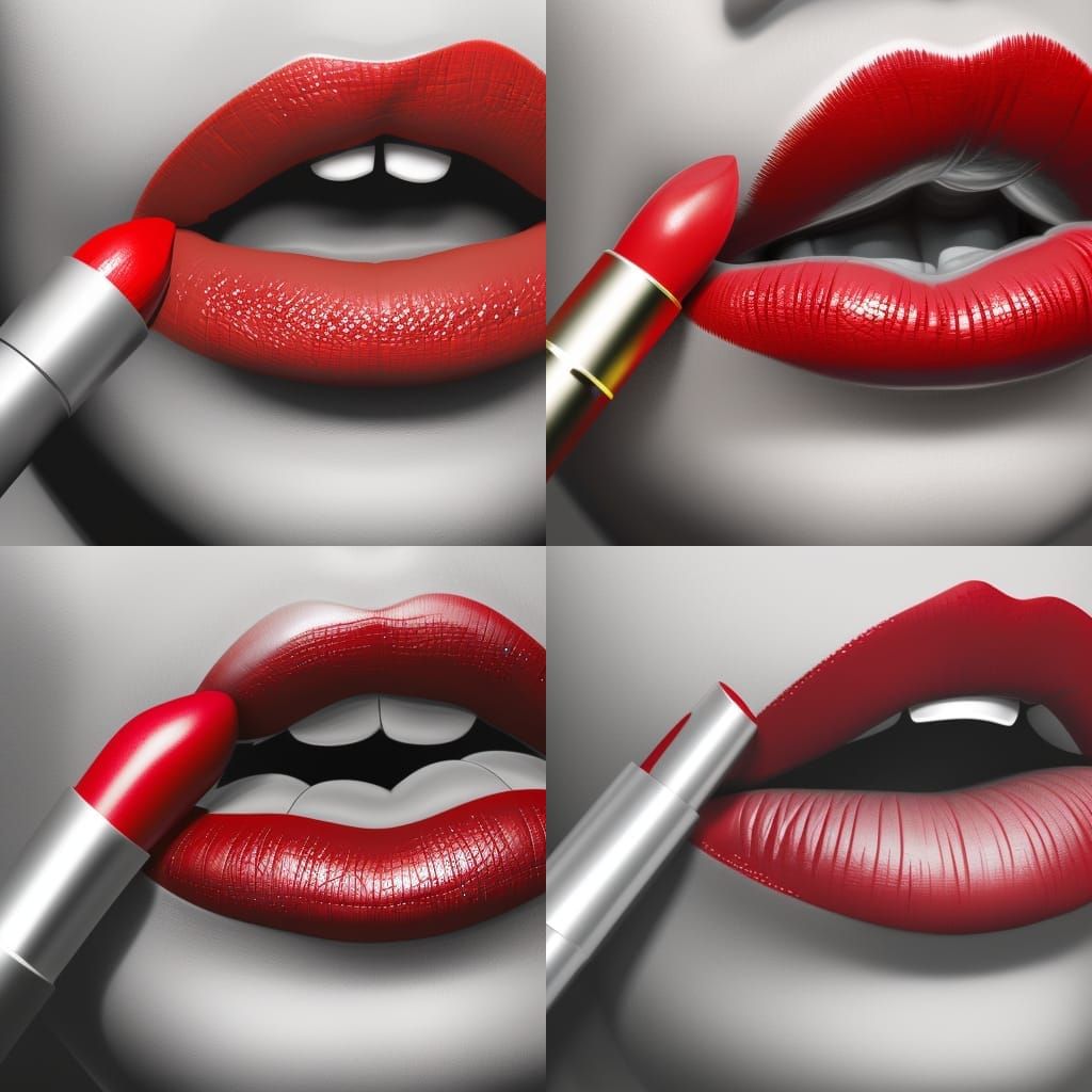 Lustrous Red Lips in 3D Digital Art Style