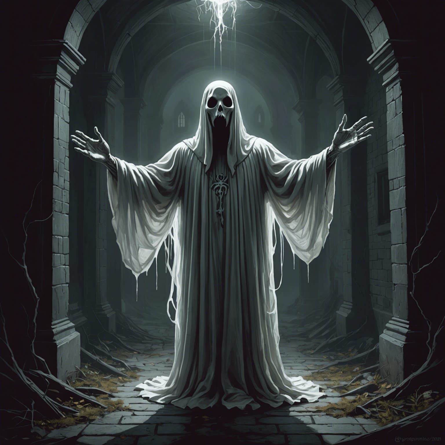 Helpless Ghost Reaching Out, Dramatic Lighting