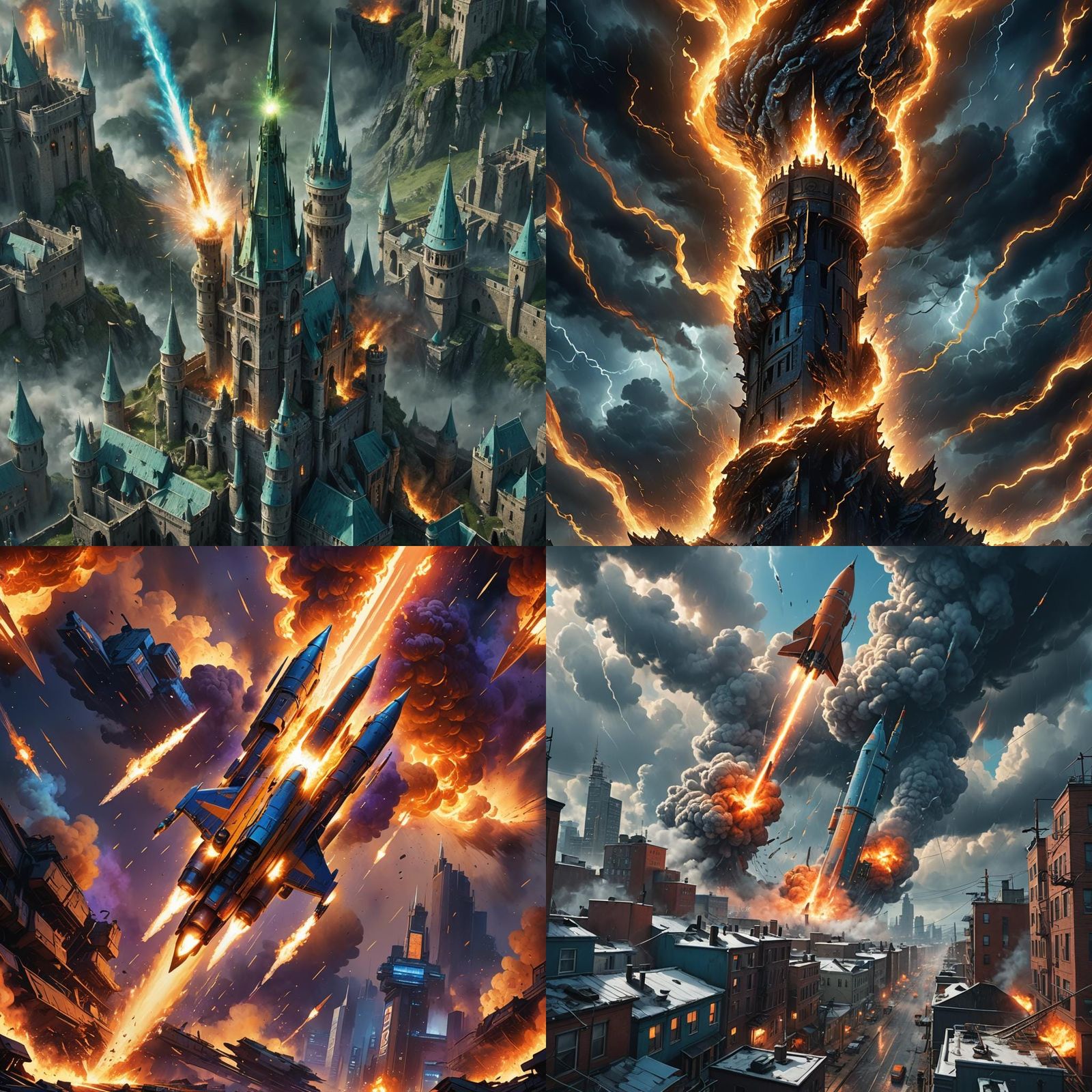 Missile Attack in Detailed Matte Painting Style