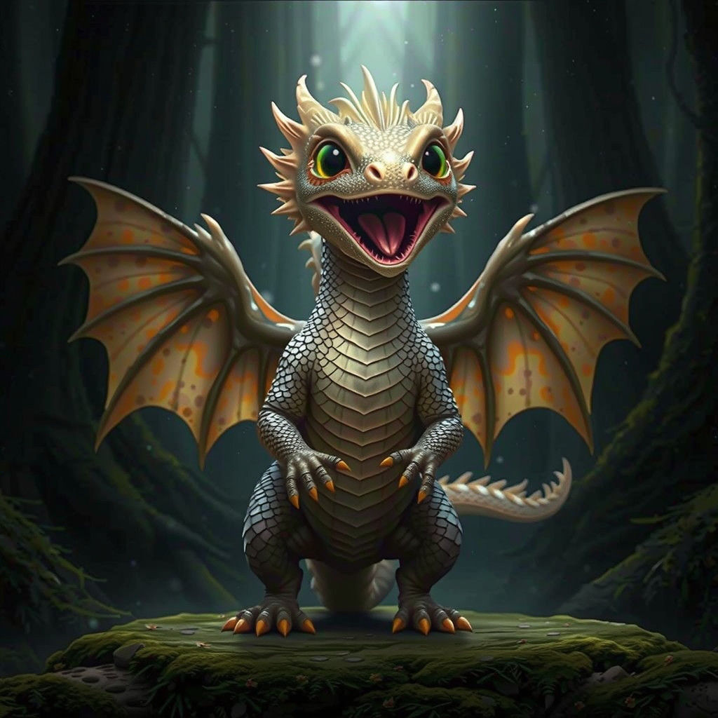 Ethereal Dragon Dances in Whimsical Forest