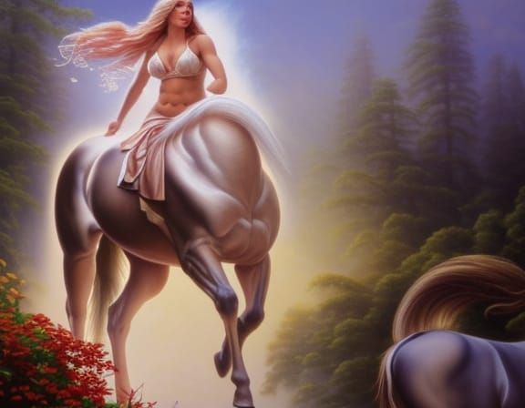 Ethereal Centaur in Detailed 3D Watercolor Style