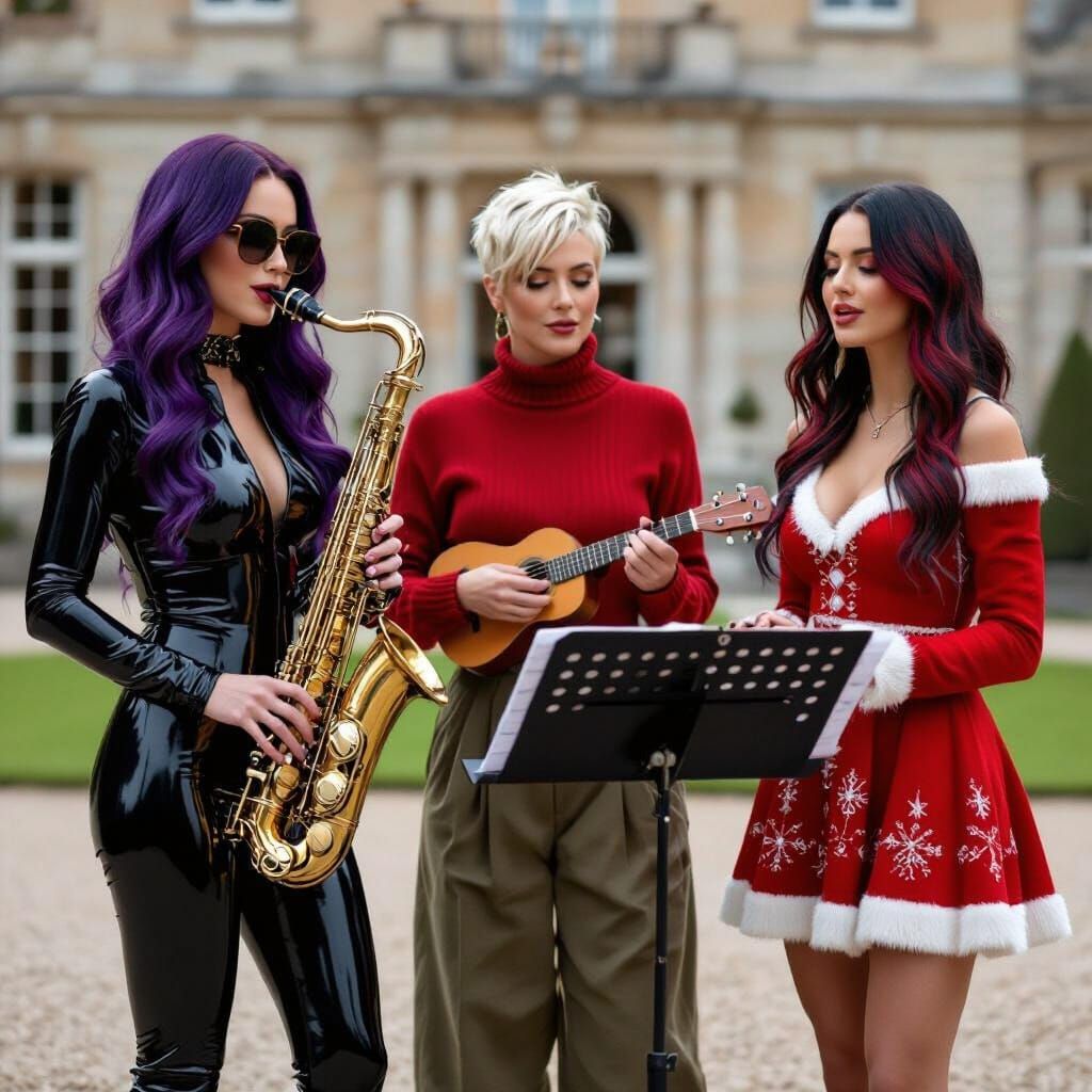 Women Making Music in English Mansion