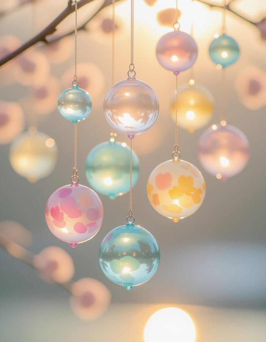 Japanese Glass Wind Chimes in Gentle Sunlight