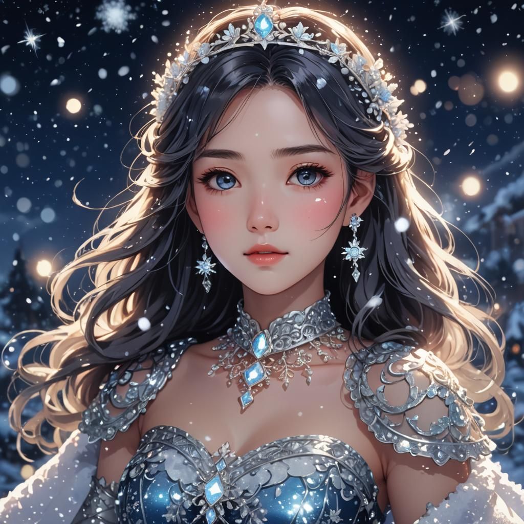 Snow Princess Portrait in Anime Style