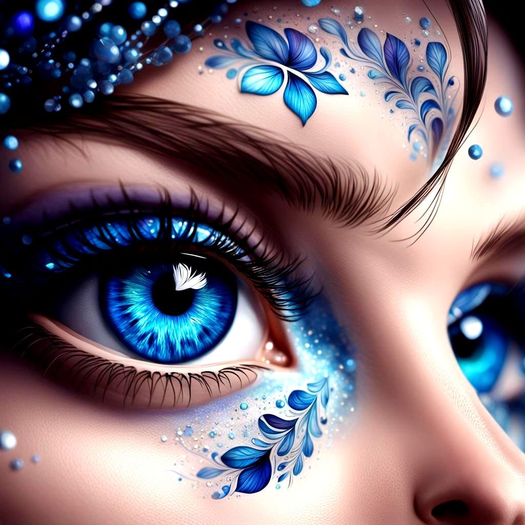 Mesmerizing Blue Eyes Macro: Hyperrealistic Splash Art