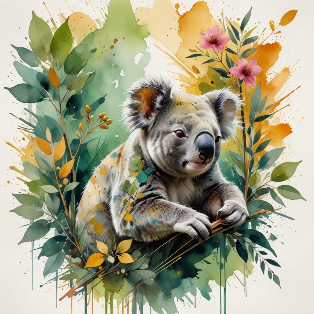 Surreal Australian Landscape in Vibrant Watercolor Style