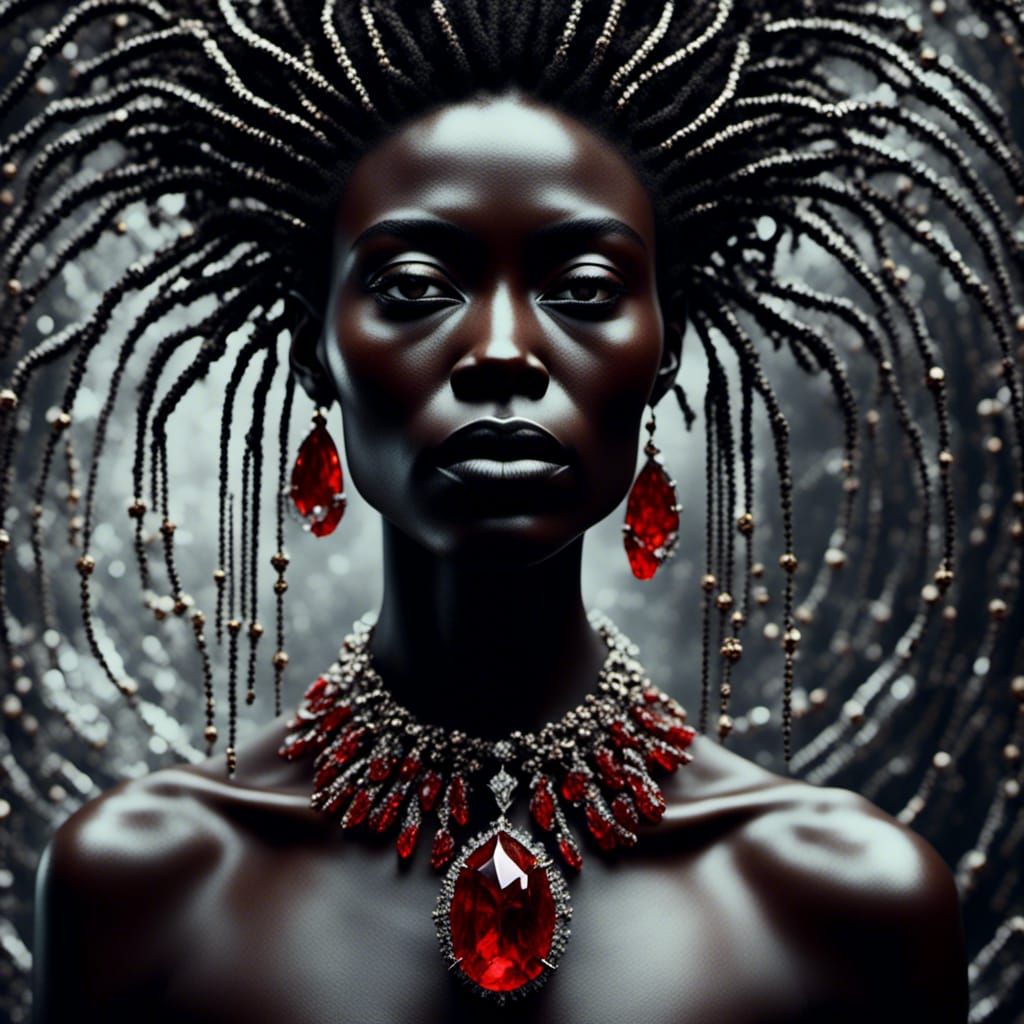 Stunning Woman with Gem Pendant: Hyperrealist Sculpture