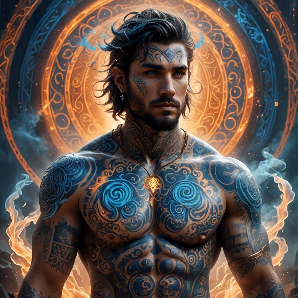 Ethereal Man in Mystical Realm: Fantasy Art