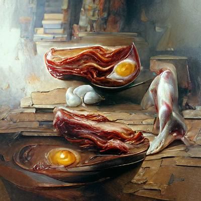 Bacon and Eggs as Oil Painting