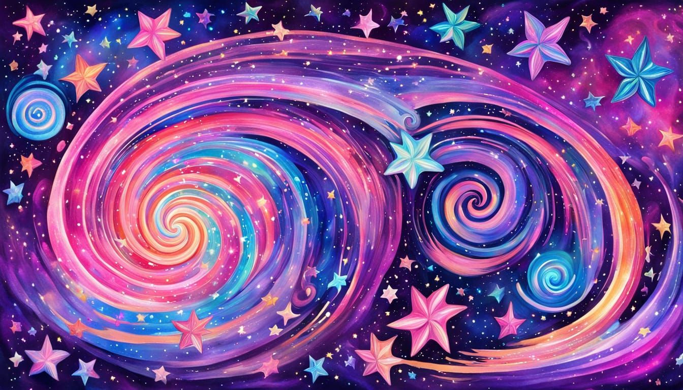 Vibrant Celestial Swirls in Iridescent Hues