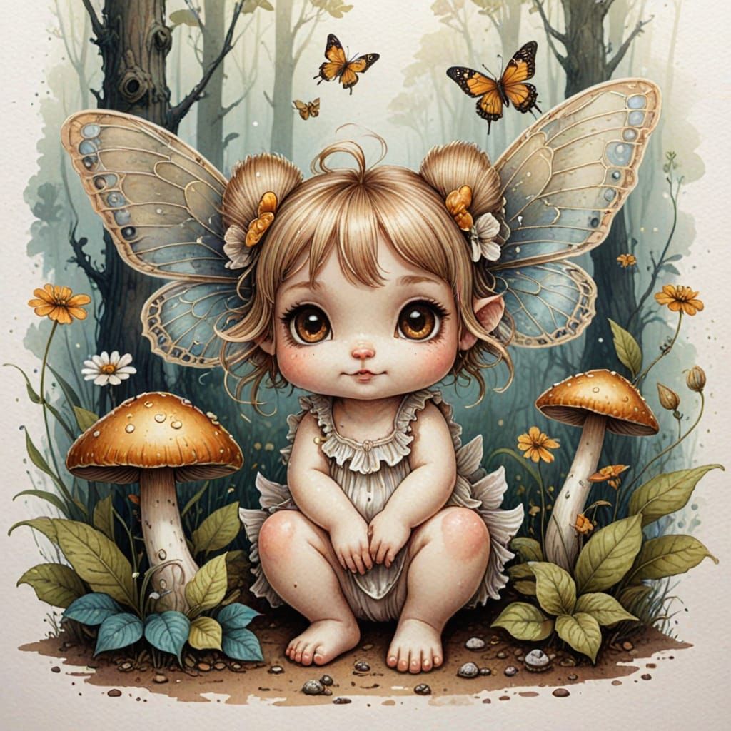 Enchanted Mushroom Realm in Whimsical Ink Style