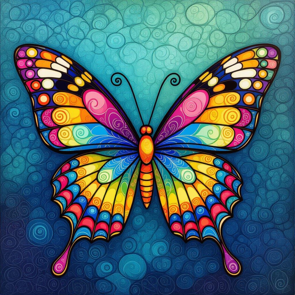 Butterfly with Zentangle Wings and Kintsugi, Acrylic Paintin...