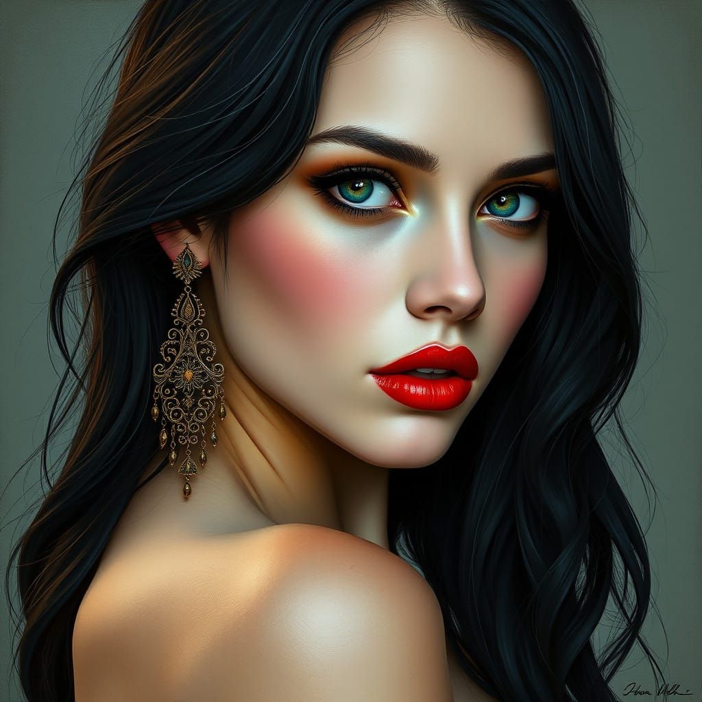 Enchanting Digital Portrait in Cyberpunk Style