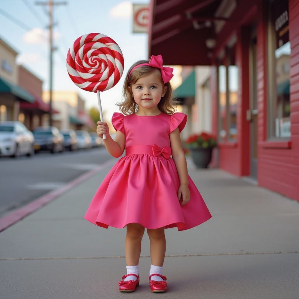 Girl with Lollipop: Hyperrealistic Cinematic Film Still