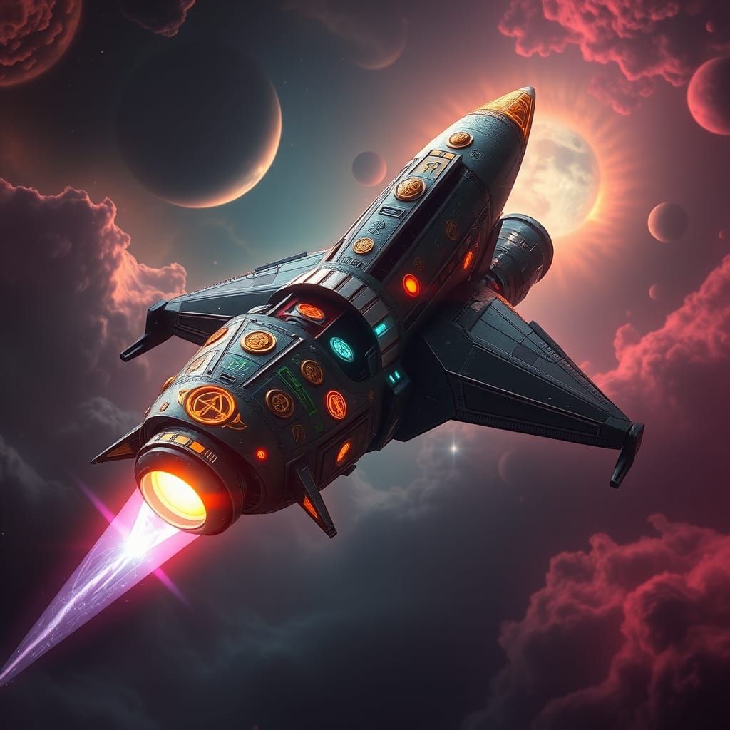 Majestic Rocket Ship in Dreamlike Realm
