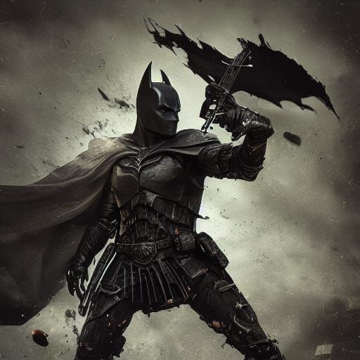 Dark Knight Violinist in Epic Battle, Digital Matte Painting